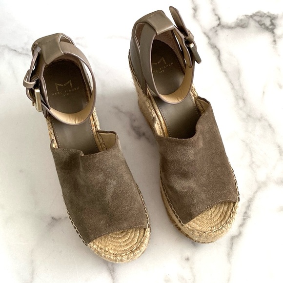 Marc Fisher Adalyn Olive Suede Espadrille Sandals 8.5M - Picture 2 of 12